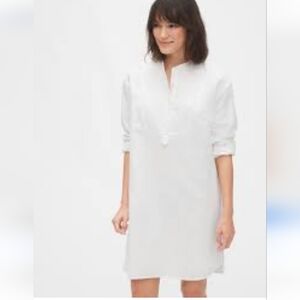 GAP long sleeve cotton-linen white shirtdress size small